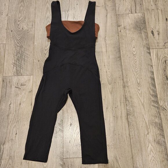 Free People Movement Black and Brown She's a Maniac Jumpsuit Woman Size S - Picture 1 of 5